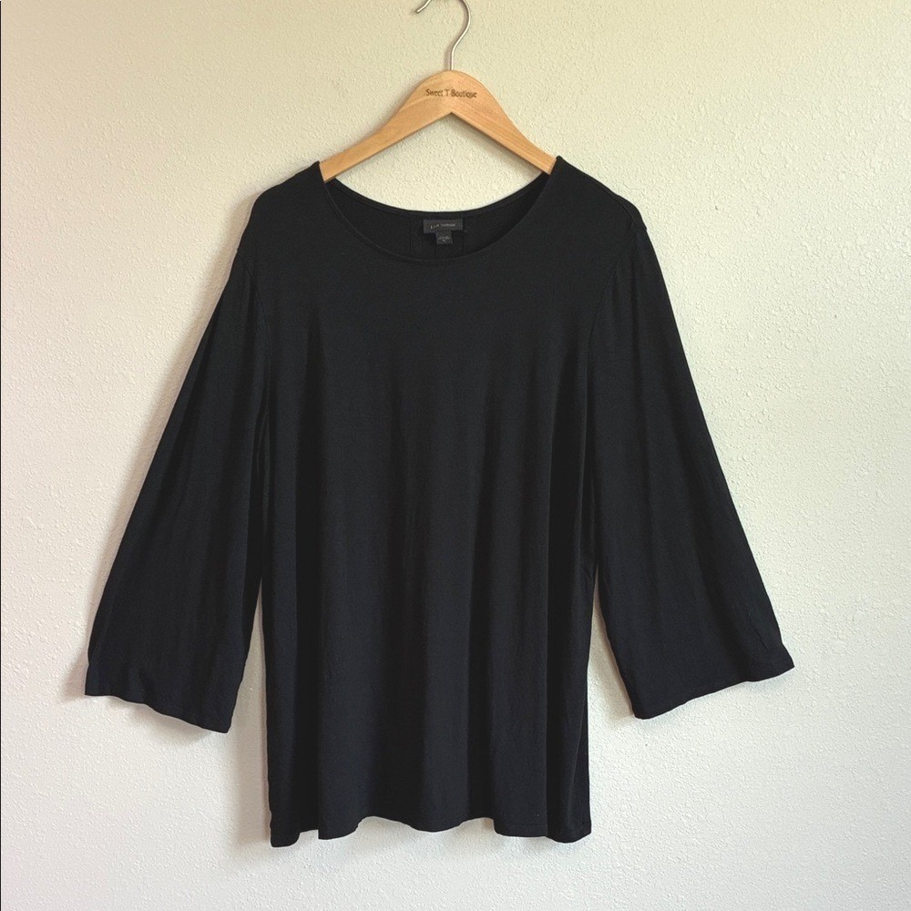 J. JILL Wearever Collection XL Black Long Sleeve Knit Tunic Top Lagenlook Boho